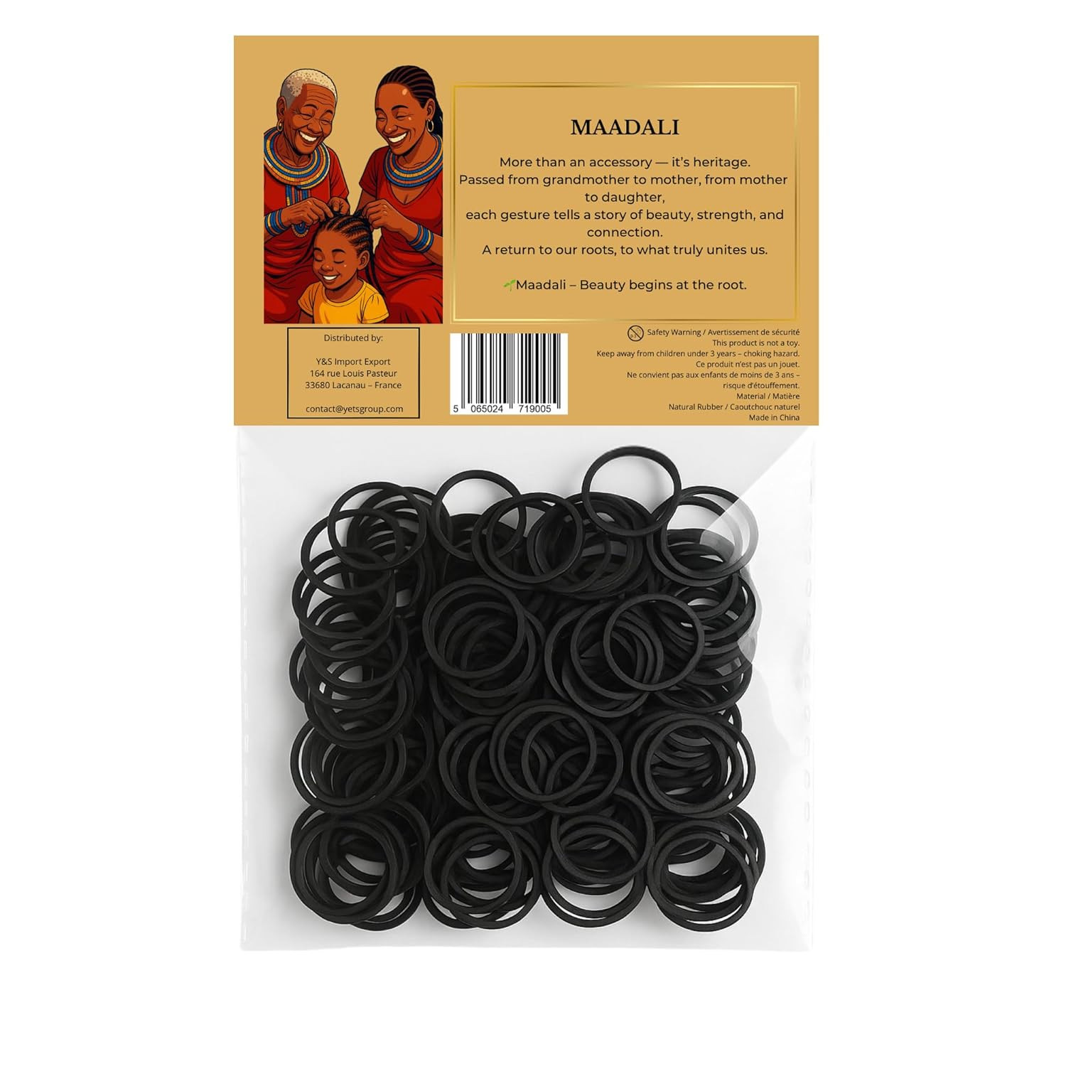 300 Black Hair Ties – Small Strong Rubber Bands for Thick, Curly & Afro Hair, Br
