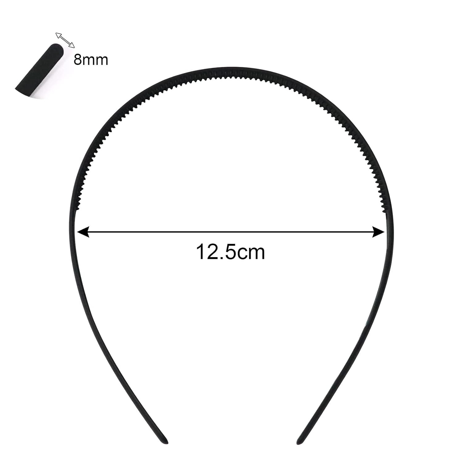 6 Pack Plastic Headband, 8Mm Teeth Comb Headband, Black Non-Slip Hair Hoop, Unis