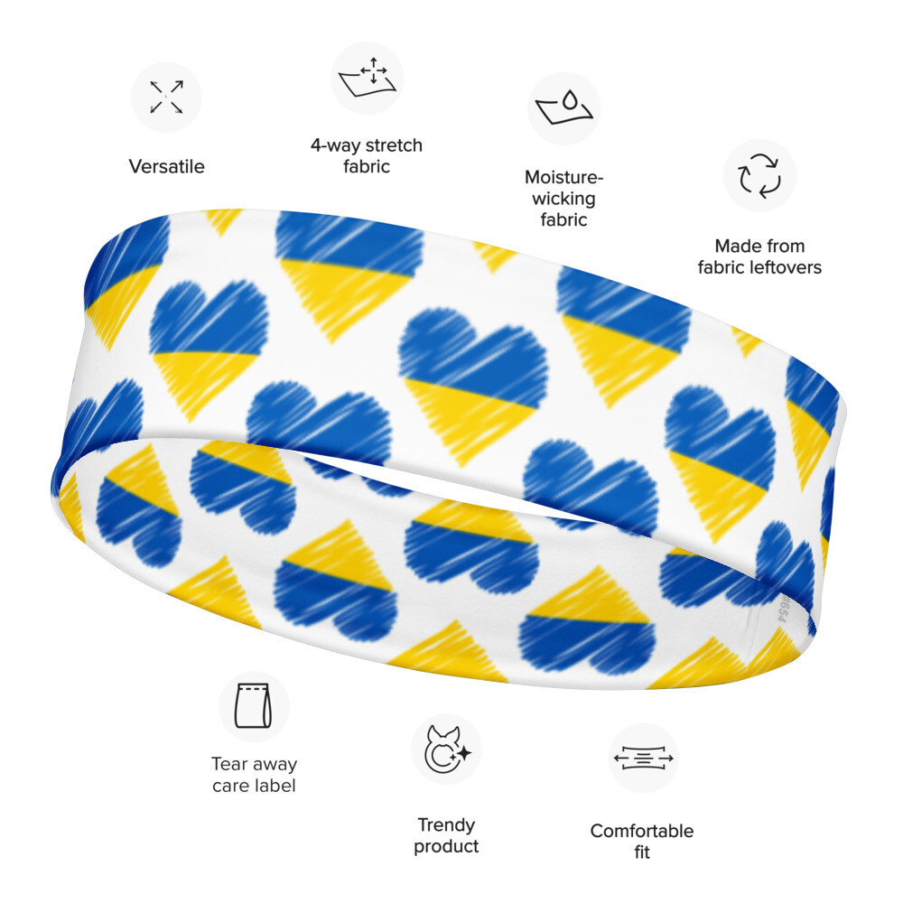Ukraine Heart Support Anti-War Flag Ukrainian Country Unisex Headband