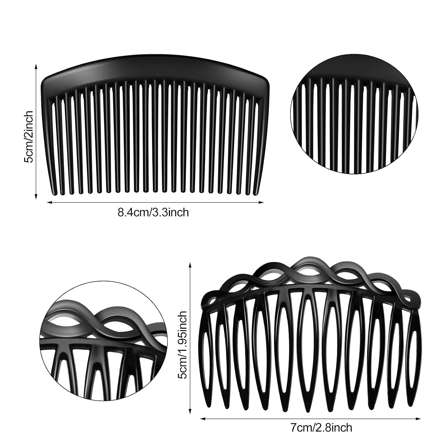 24 Pcs Women Hair Combs French Side Combs Plastic Twist Wedding Veil Clips