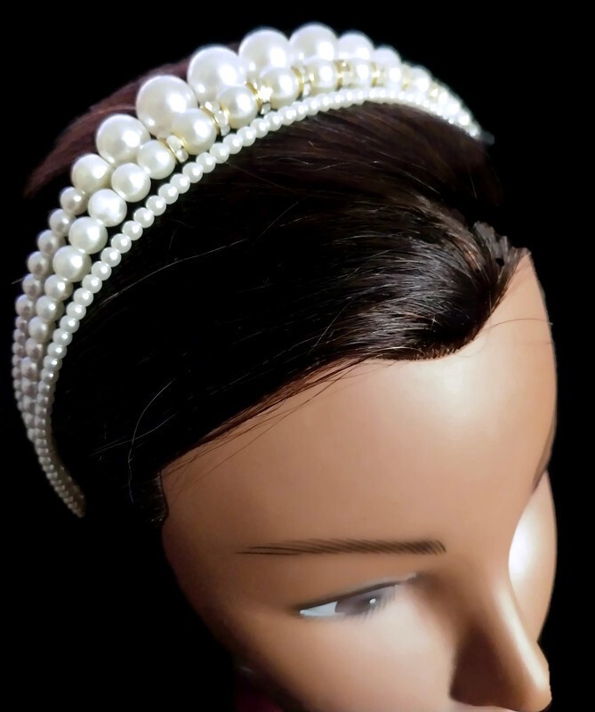 Handmade 3 Pack Pearl Headbands.