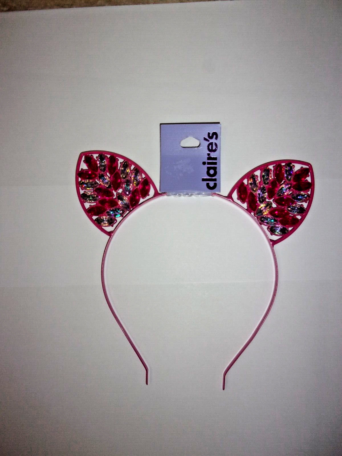 Claire’s Pink & White Rhinestone Cat Ears Headband