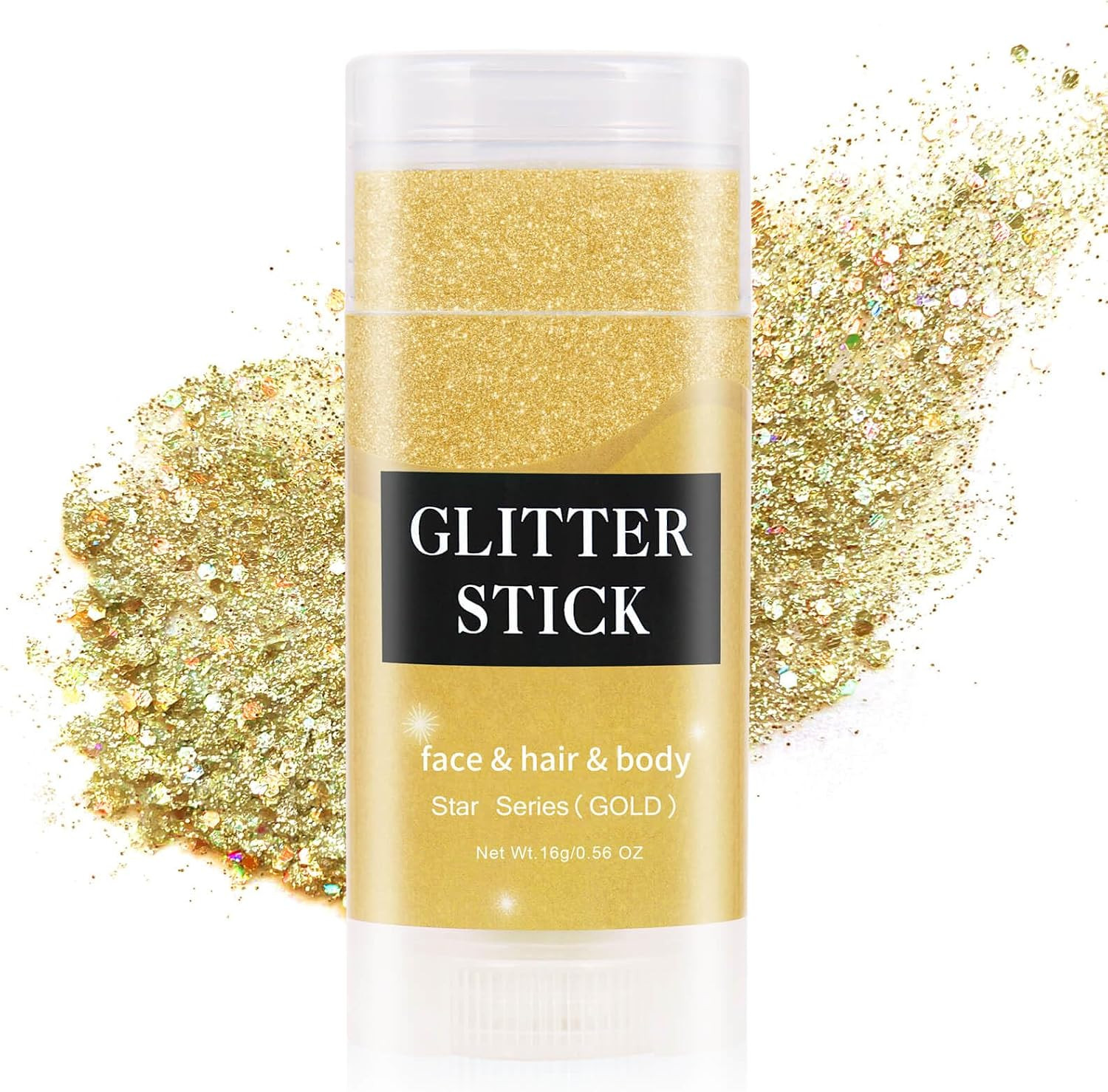 Gold Hair Glitter Stick, Self-Adhesive Sparkle Face Body Glitter,Rave Mardi Gras