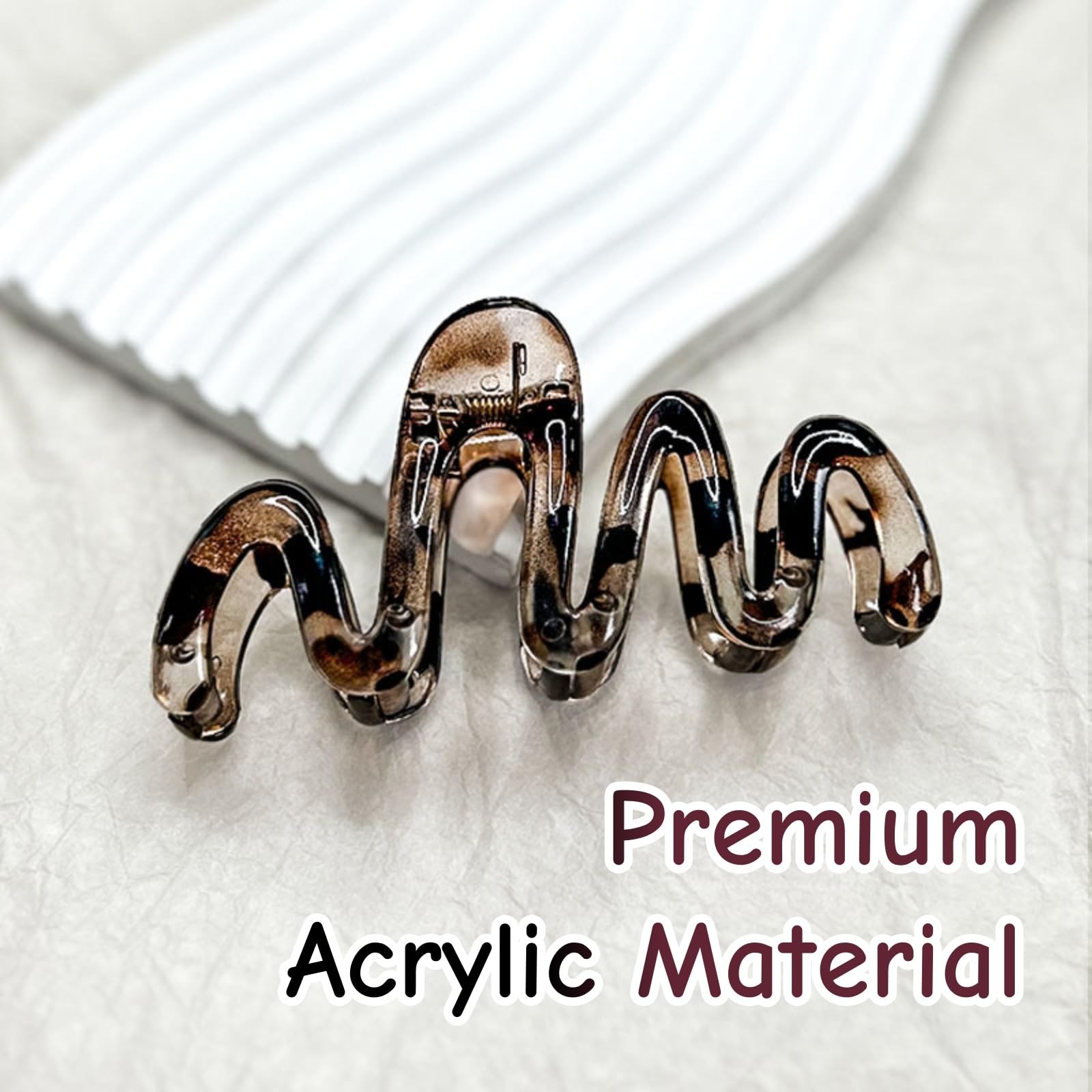 hhfvvda 4 PCS Wavy Hair Claw, Elegent 1 Count (Pack of 4), Brown, Black, Red