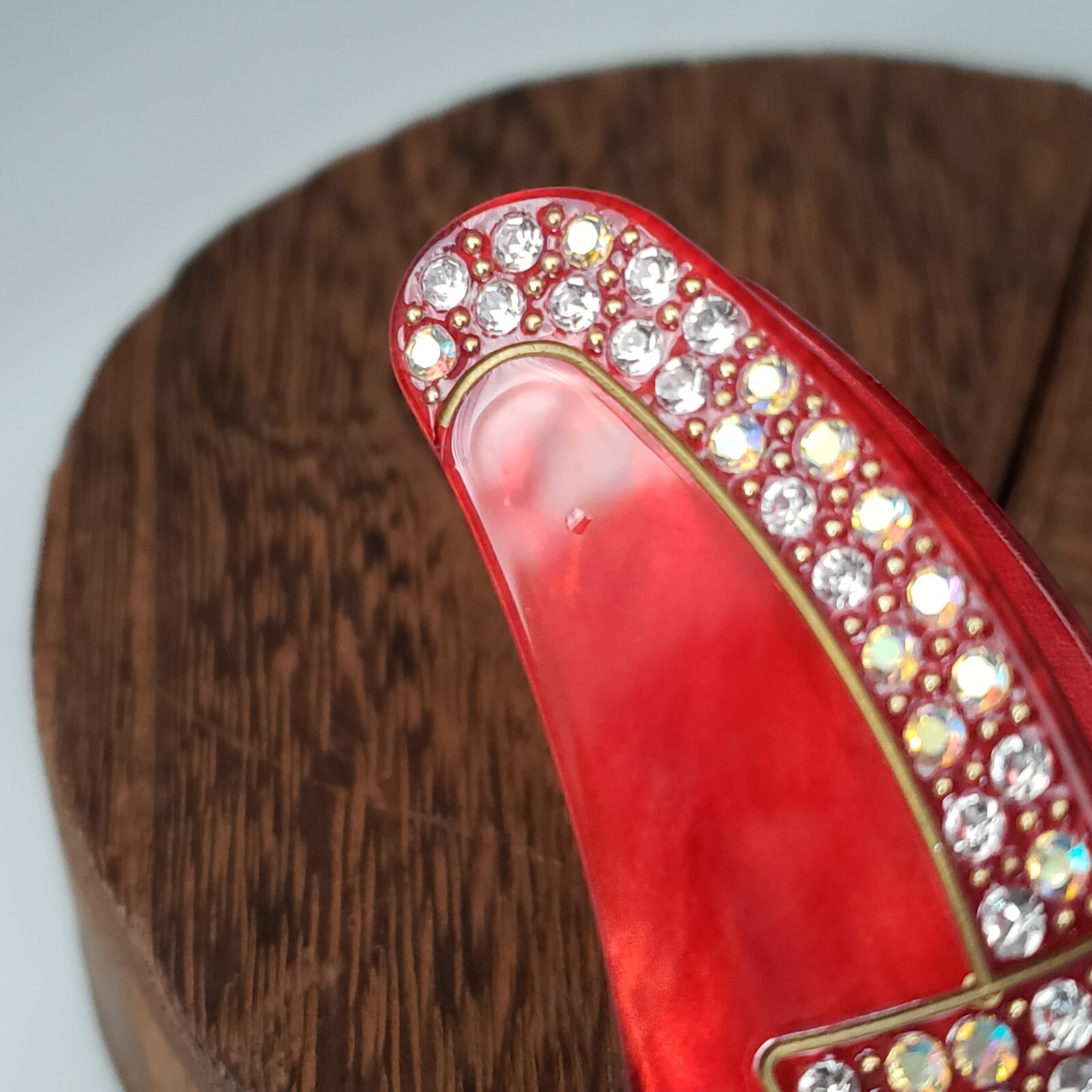 Acrylic AB Rhinestone Metal Hair Claw Red