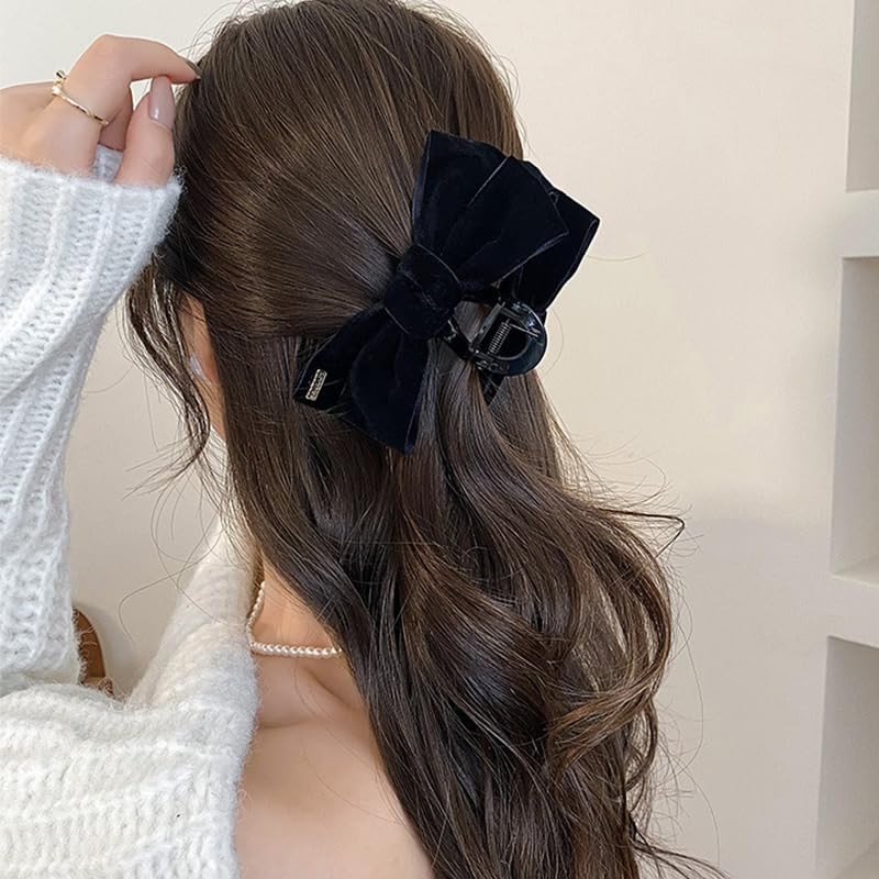 TUCEWP Black Bow Hair Clips for Women 1 Count (Pack of 2), 2Pcs,