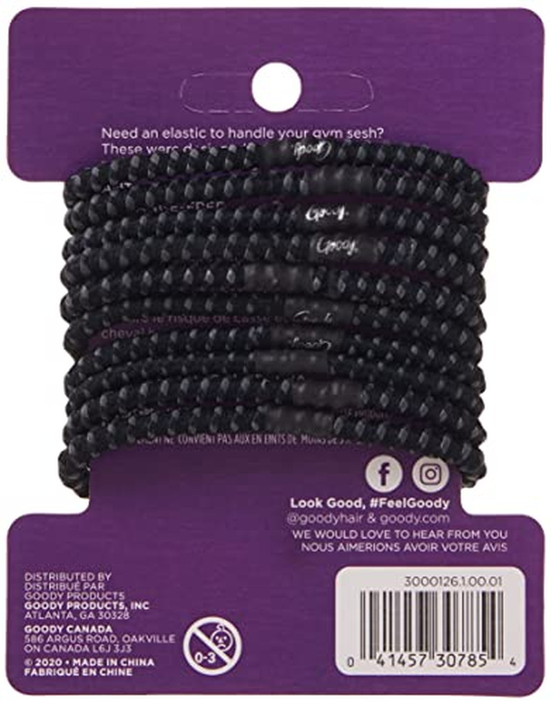 Hair Ties Nonslip Elastic Black 4mm Ouchless For Medium Hair 10 Count Ponytails