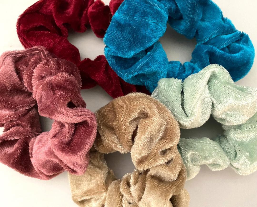 LOT 5 PCS VELVET PONYTAIL HOLDER SCRUNCHIES SELECT OPTION FREE USA SHIPPING
