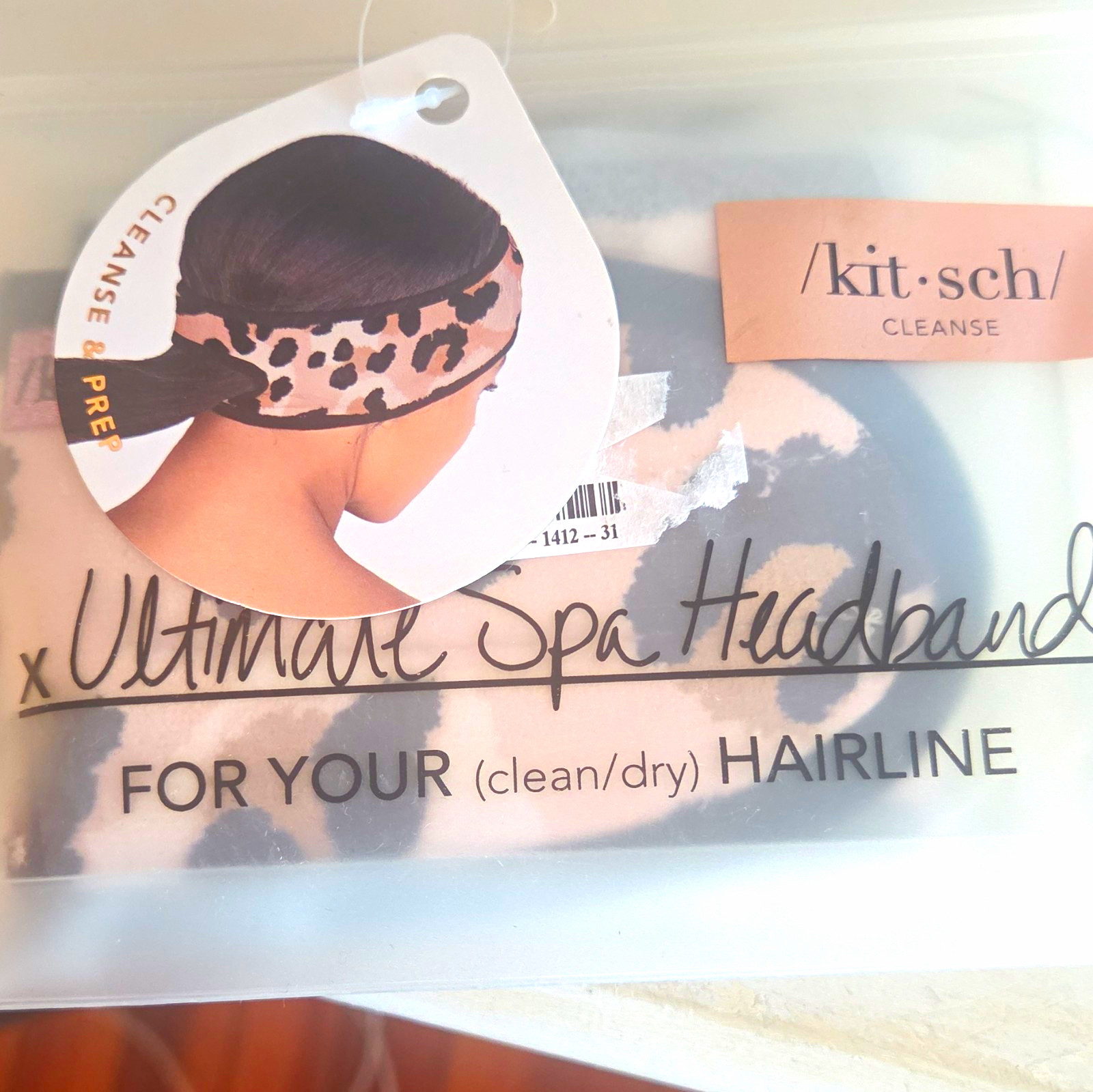 Kitsch Cleanse Leopard Print Spa Headband w/ Ponytail Holder, Reusable