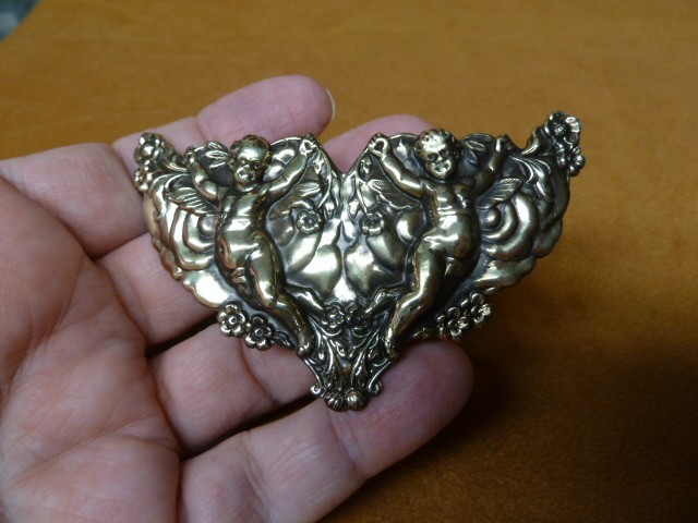 (CB-ANG-2) CHERUBS angels brass BARRETTE Barrettes French holds hair accessory