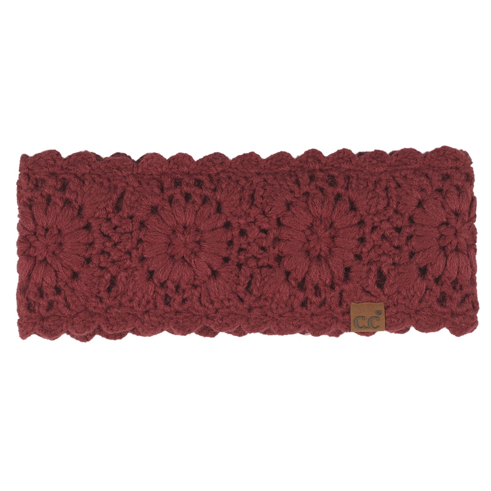 C.C Women Basic Everyday Flower Pattern Crocheted Solid Headwrap Winter Headband