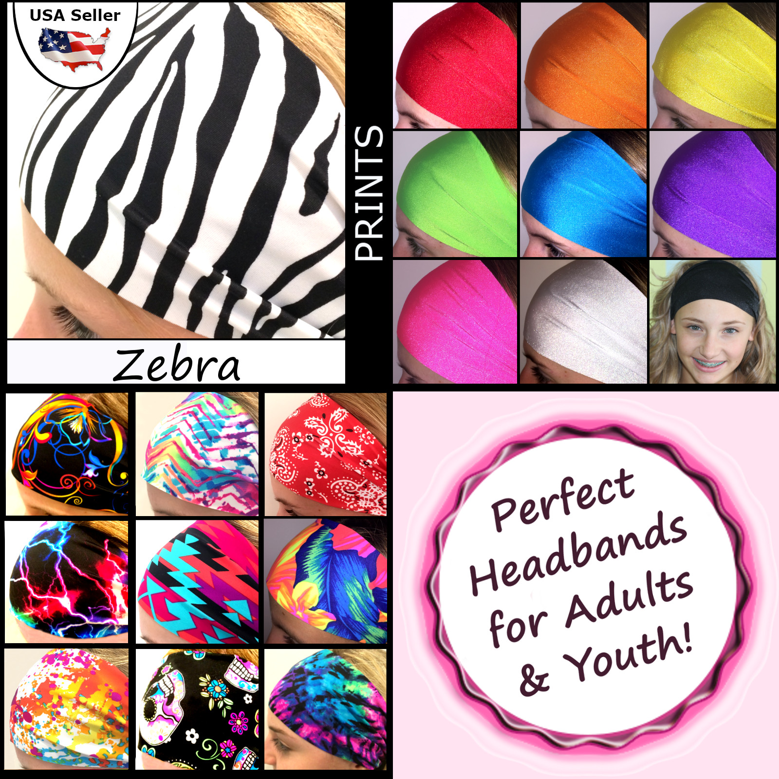 Animal Print Headbands Various Styles and Colors Cute Fun Adults Youth [Zebra]