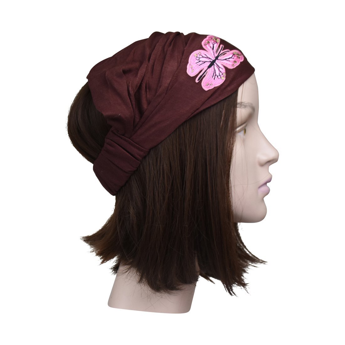 Motique Accessories Soft Wide Headband with Pink Butterfly for Women