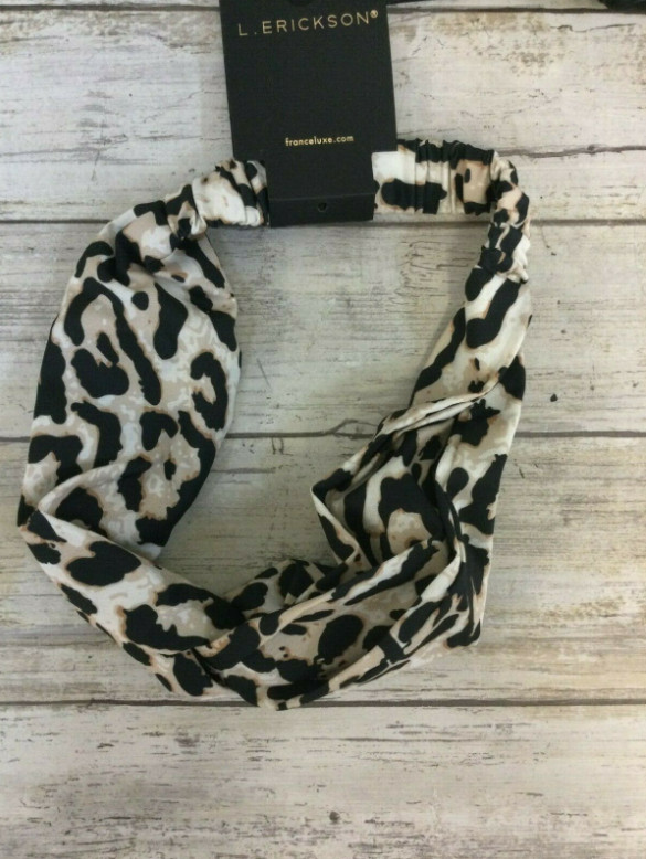 L. Erickson Twist Front Soft Headwrap Set – Pack of 3, Black/Blush/Leopard NEW