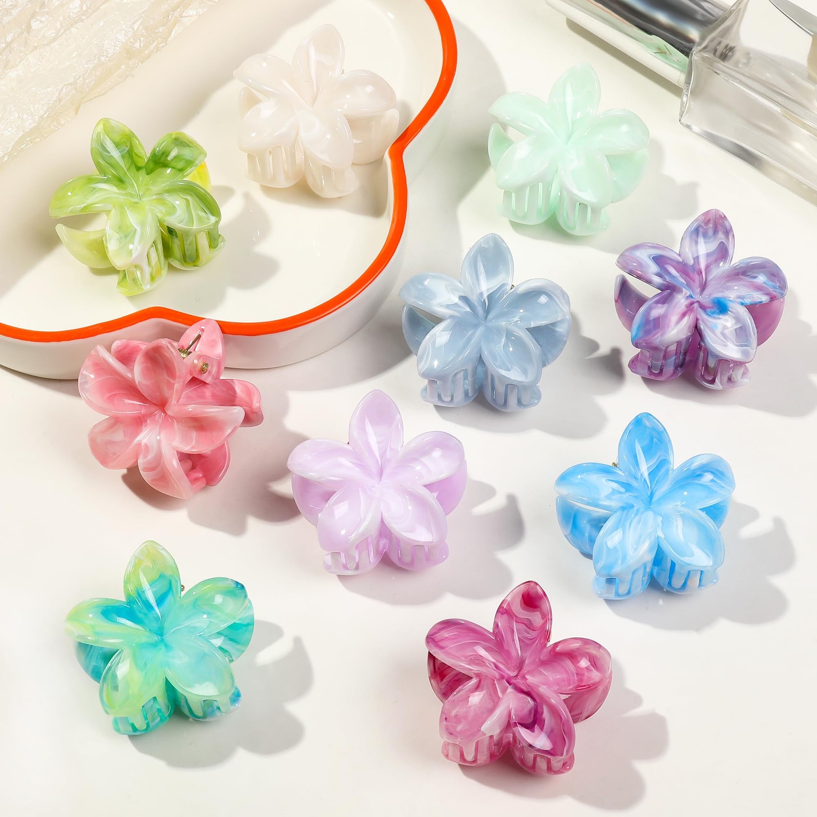 10 Pcs Flower Hair Claw Clips for Women – Small 5 Count (Pack of 2), Clourful