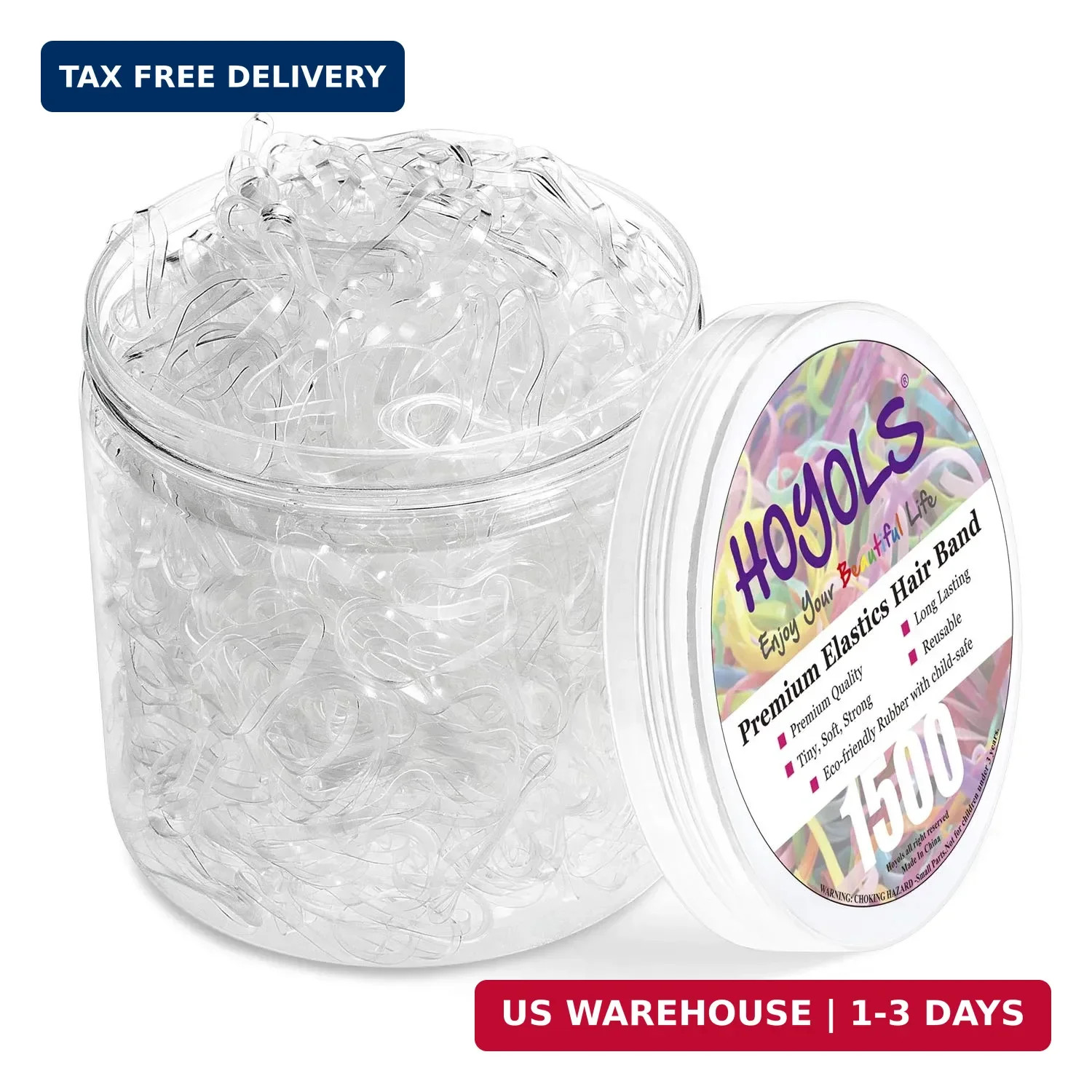 Hoyols Clear Elastic Hair Rubber Bands 1500Pcs Mini Small Clear Ponytail