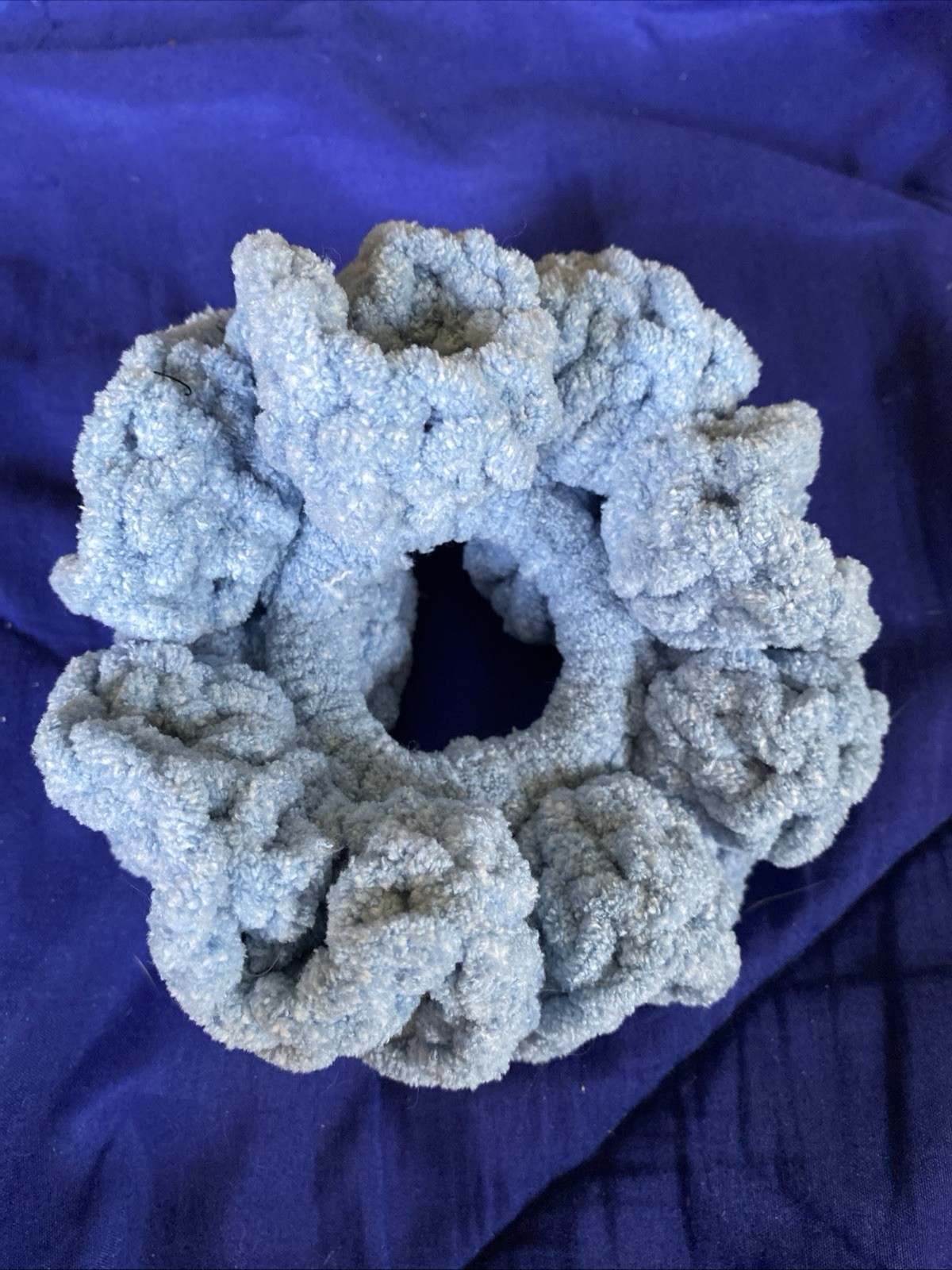 Handmade Crocheted Hair Scrunchie | Blue