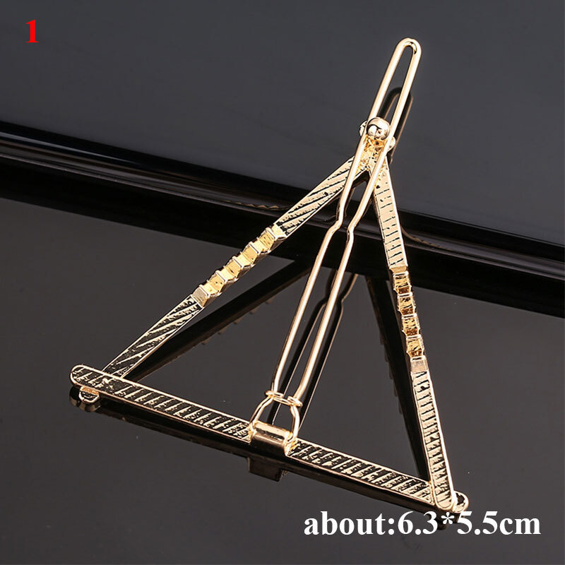 Geometric Triangle Moon Round Shaped Barrette Side Bobby Pin Ponytail Hairpins