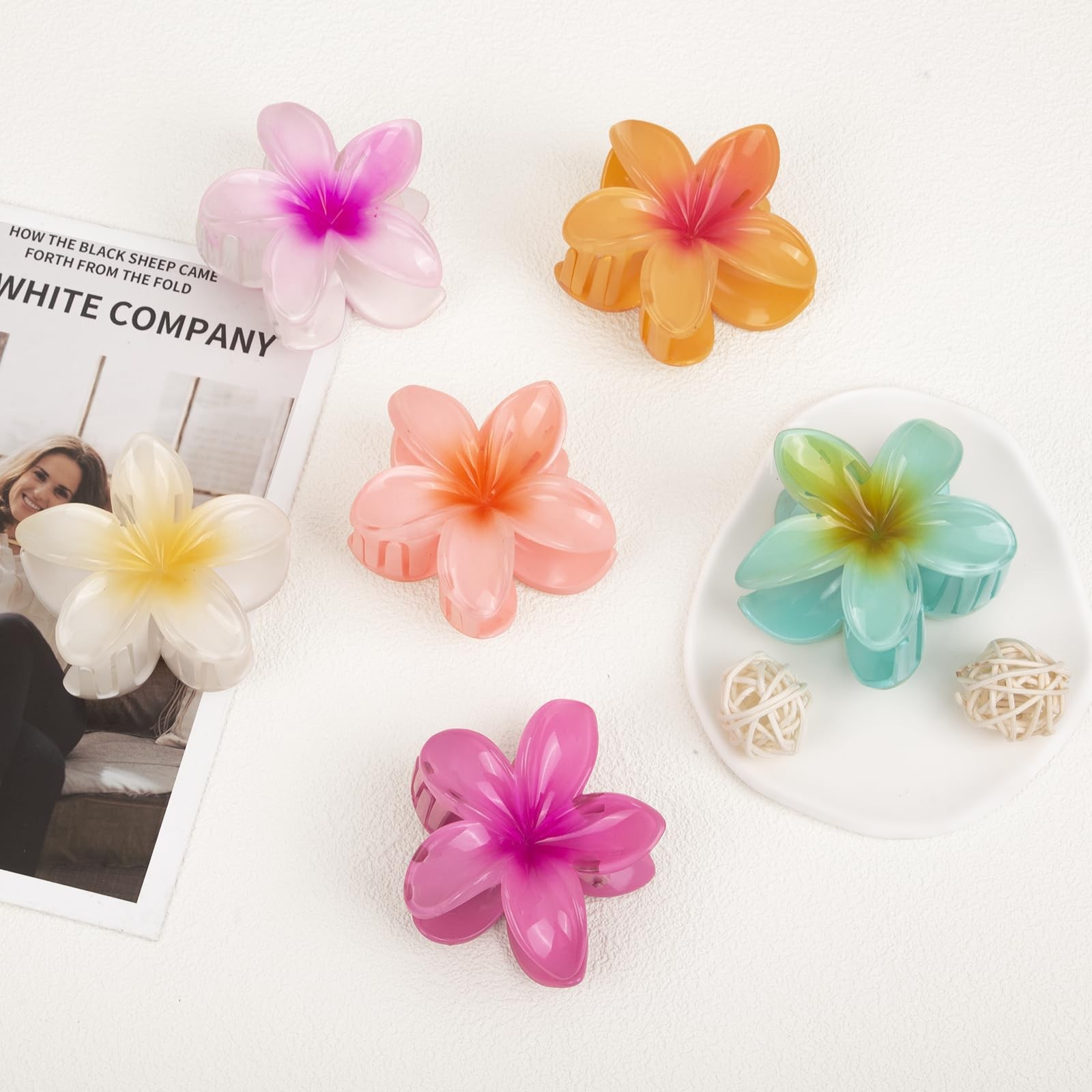 6 Pcs Flower Hair Claw Clips for Women, 1 Count (Pack of 6), Multicolor
