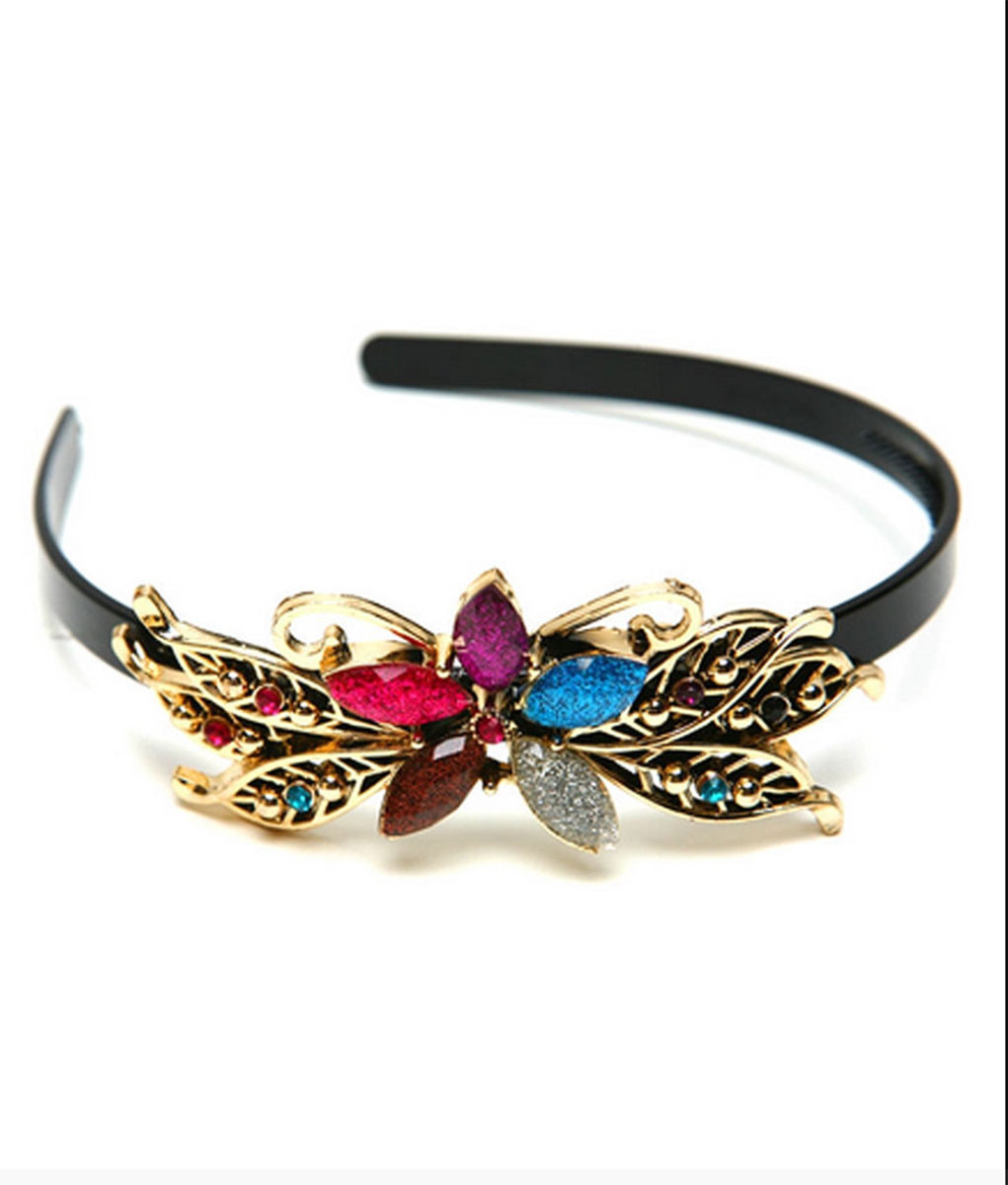 EVE STAR CLEAR PINK BLUE BLACK RED PURPLE MULTI ACRYLIC GOLD HEADBAND ACCESSORY