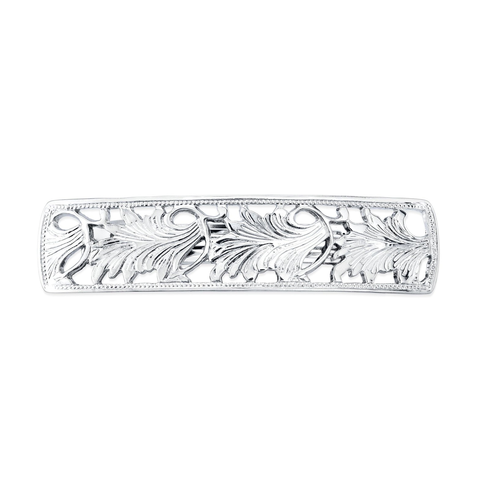 Hair Barrette Clip 4 Inch Rectangular Floral Design for Women – Elegant