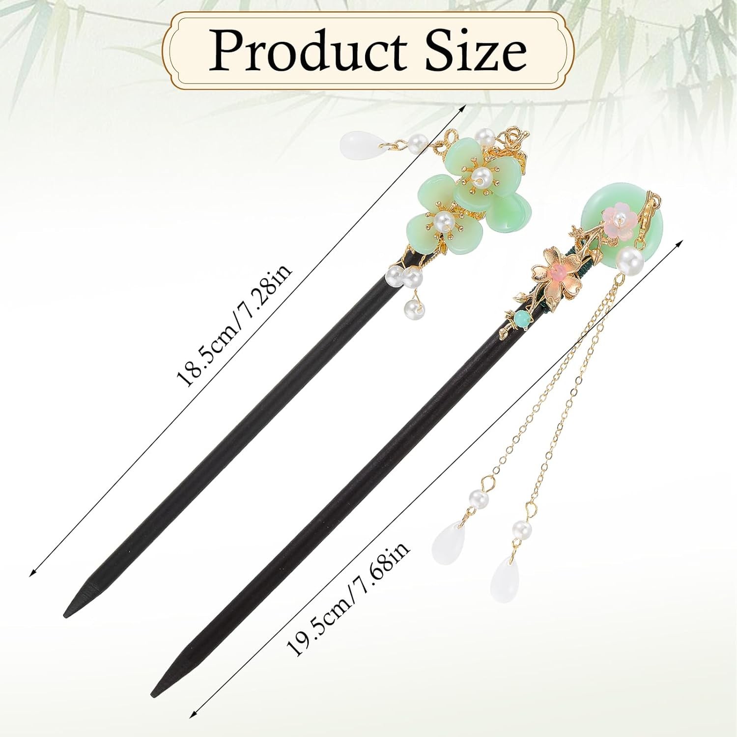 2 Pcs Wooden Floral Hair Chopsticks Chinese Hair Sticks for Women Retro Wooden H