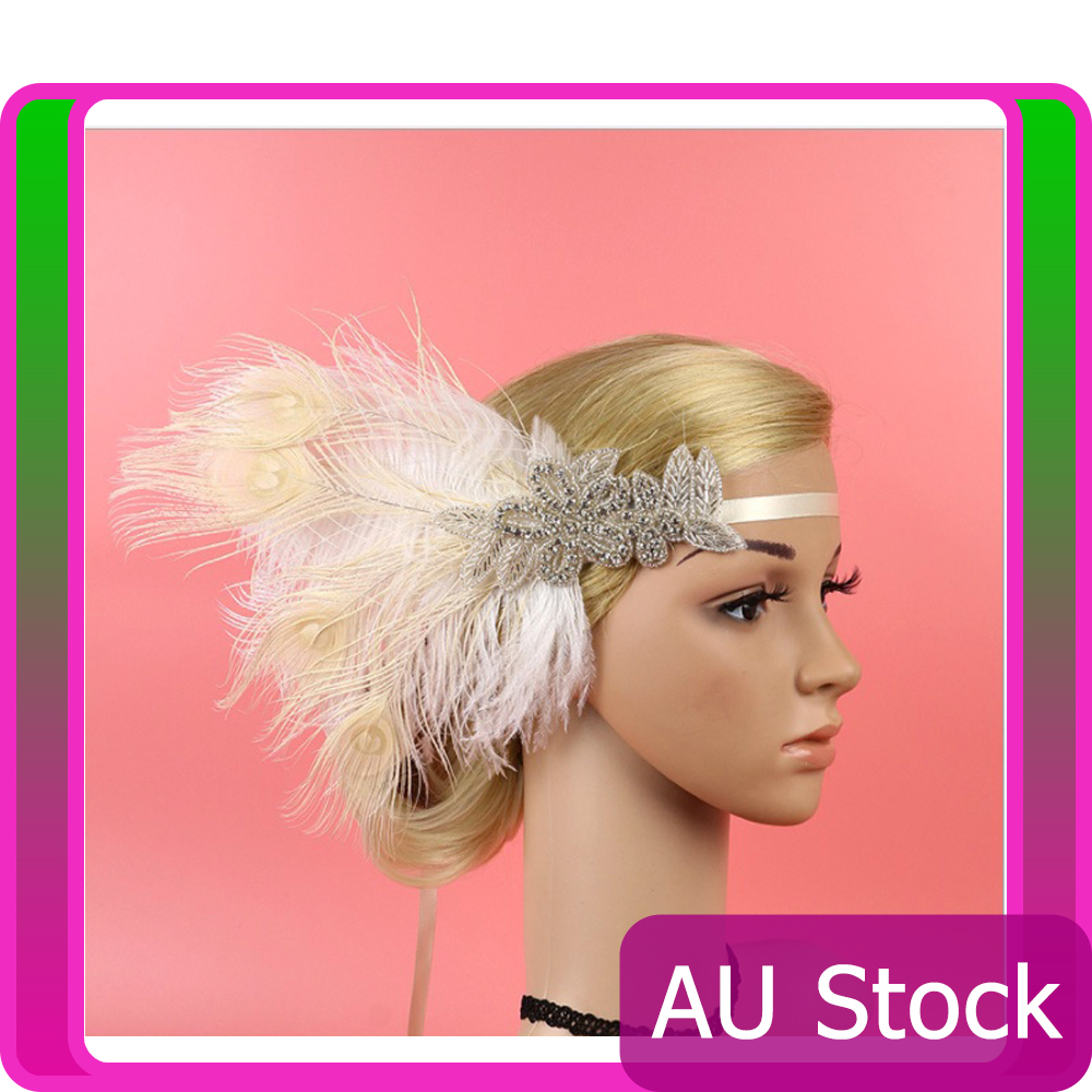 1920s Headband Vintage Bridal Gatsby 20s Flapper Feather Gangster 20’s Headpiece