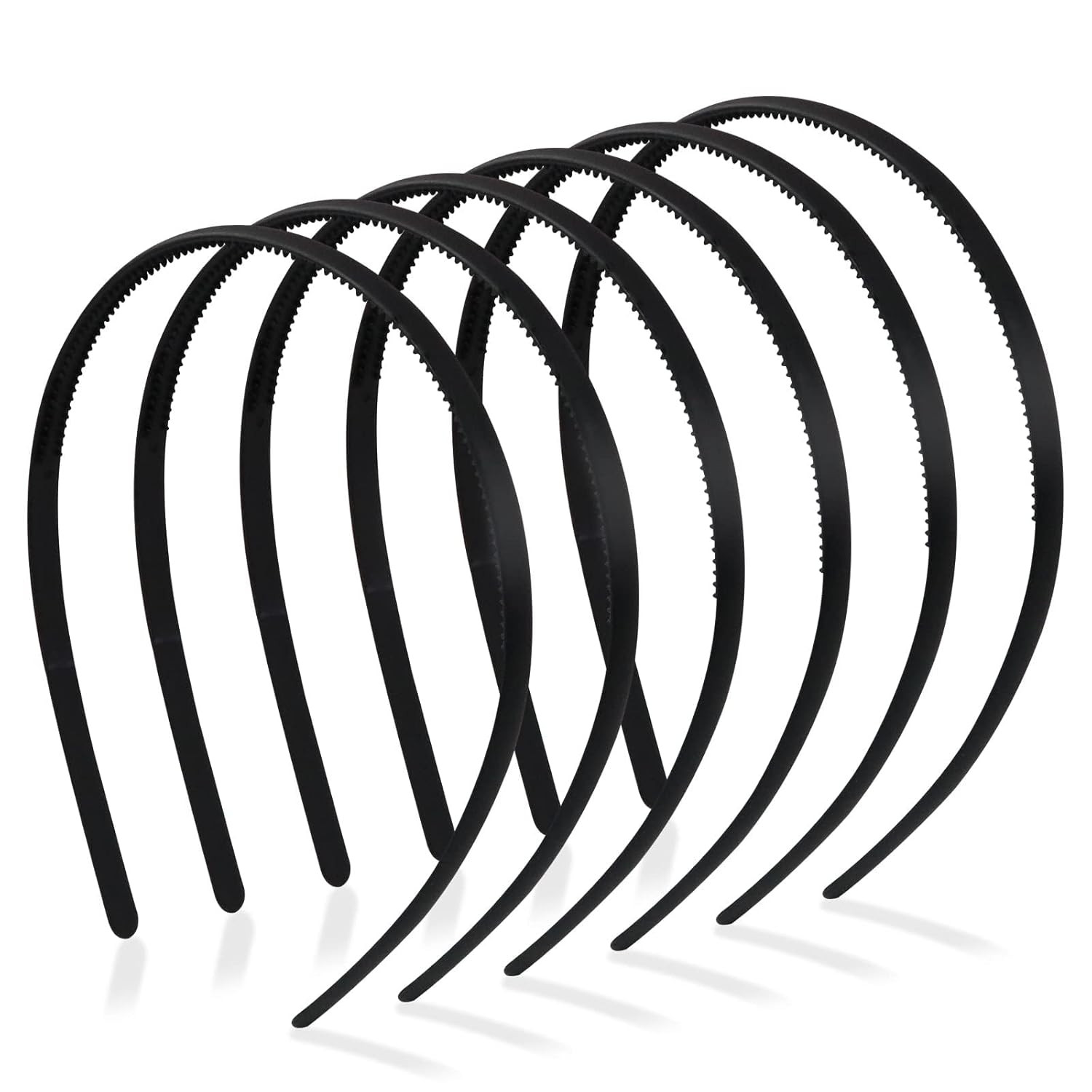 6 Pack Plastic Headband, 8Mm Teeth Comb Headband, Black Non-Slip Hair Hoop, Unis