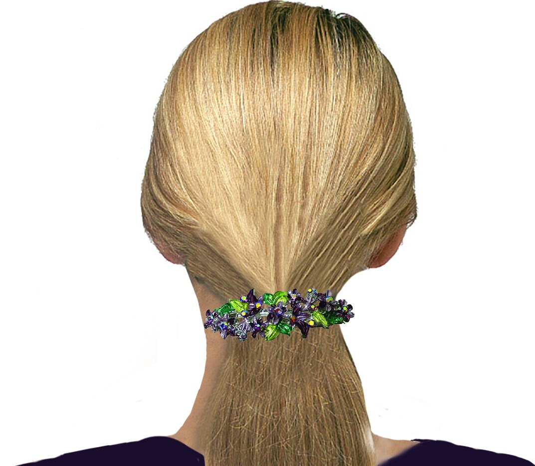 Set of 8 JCGY Large Flower Barrettes High Quality Hand Painting YY86800-1-8