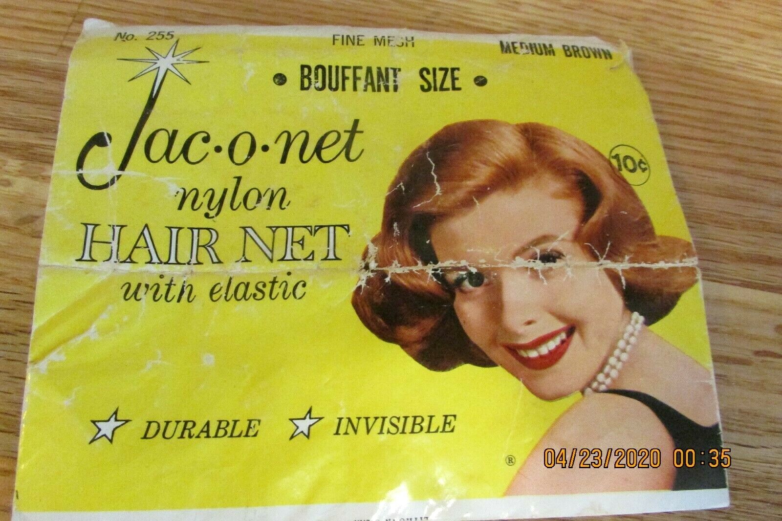 Jac-O-Net Vintage Hairnet – Medium Brown – Fine Mesh No. 255 in Package