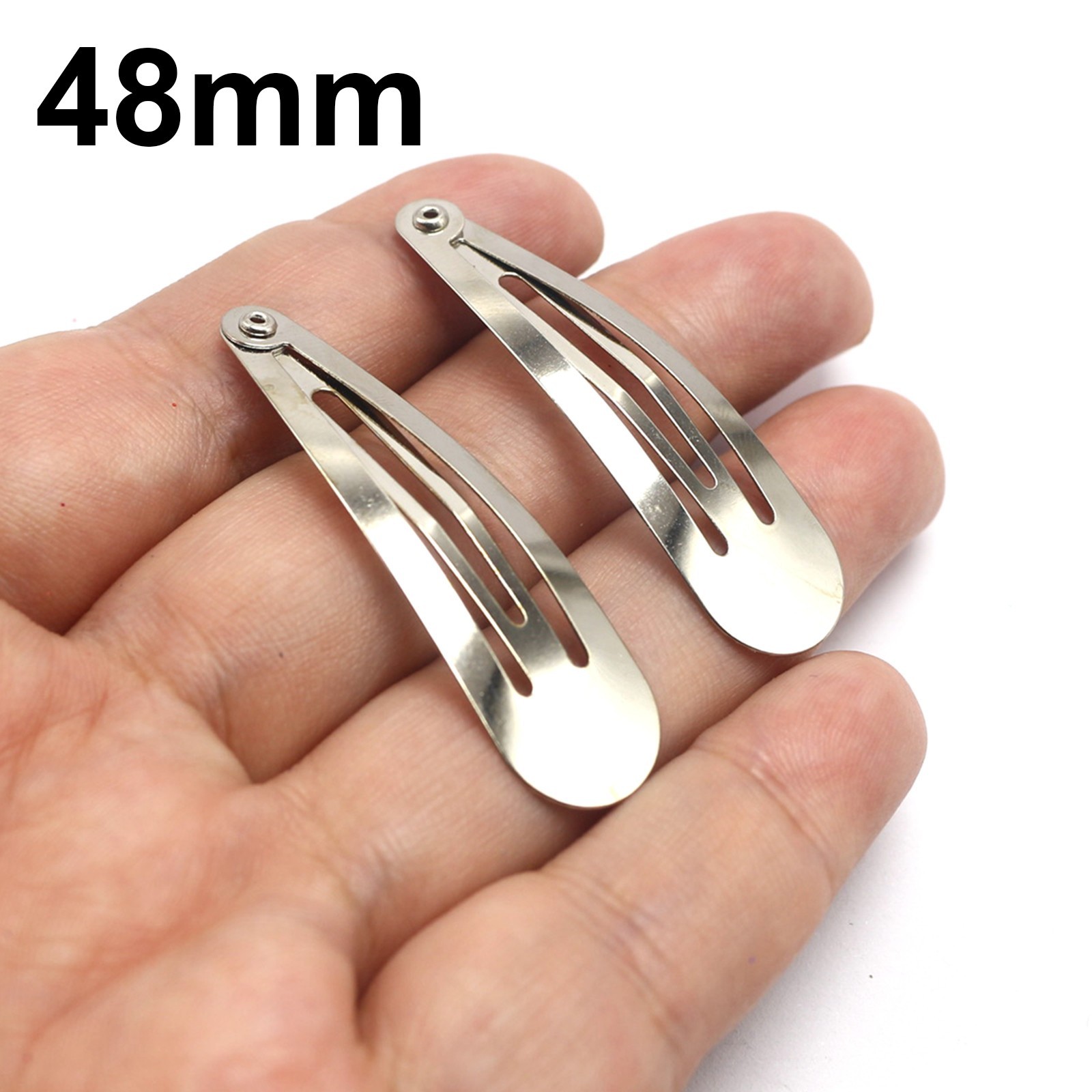 Craft DIY Silver Tone Snap Hair Clips – 31/38/48mm Baby Bow Clips for Girls