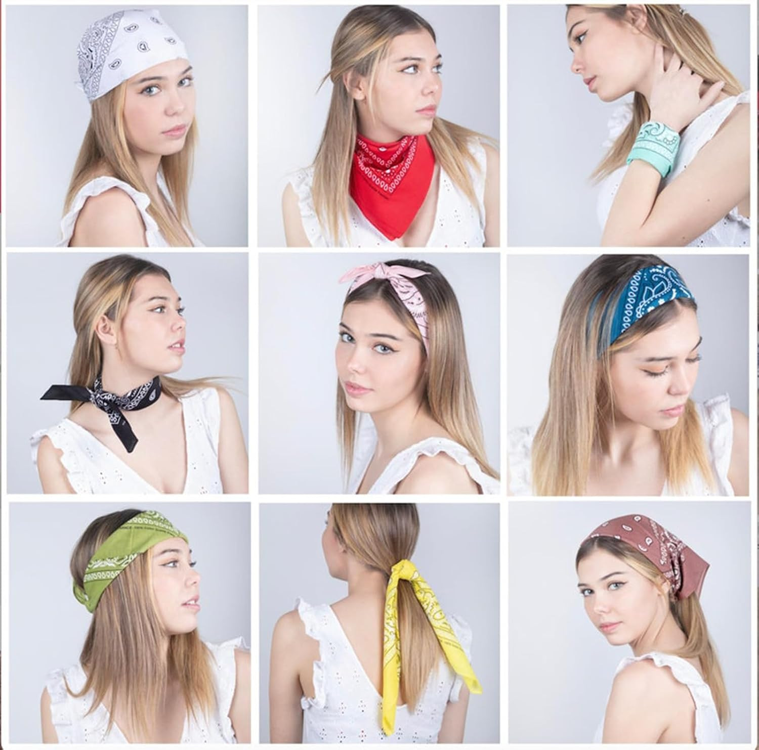 Unisex Paisley Bandanas Bulk Multi Purpose Headband Cowboy Wrap Scarf Unisex