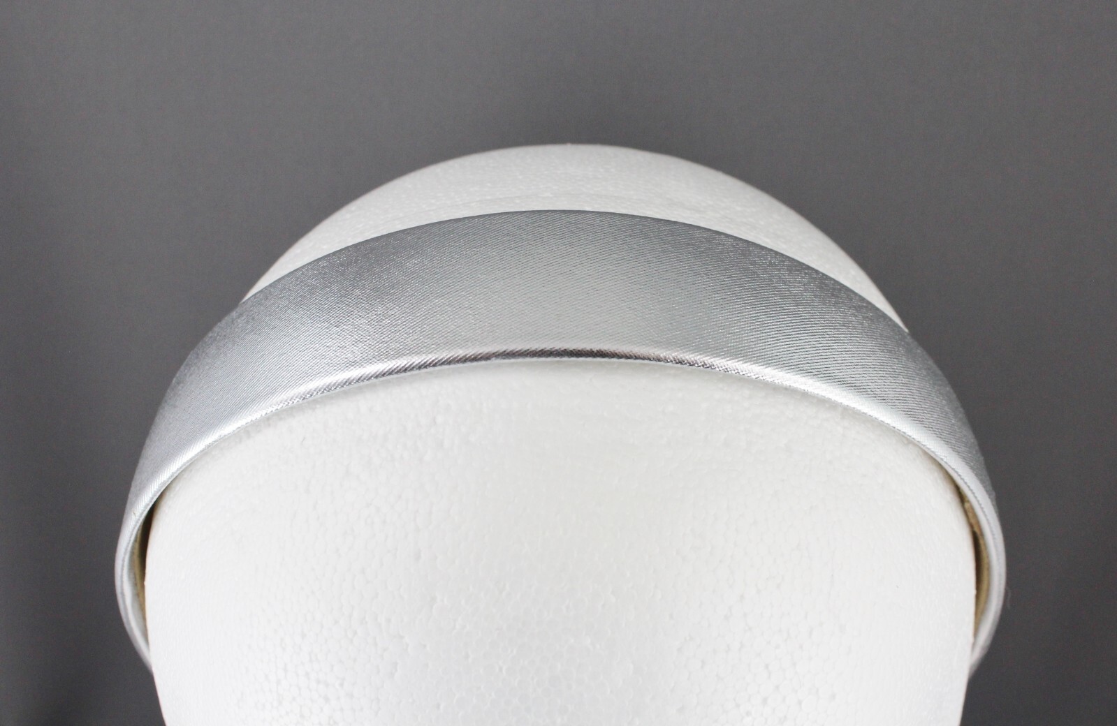 Silver headband soft shiny fabric hair band accessory 1 3/16″ wide faux leather