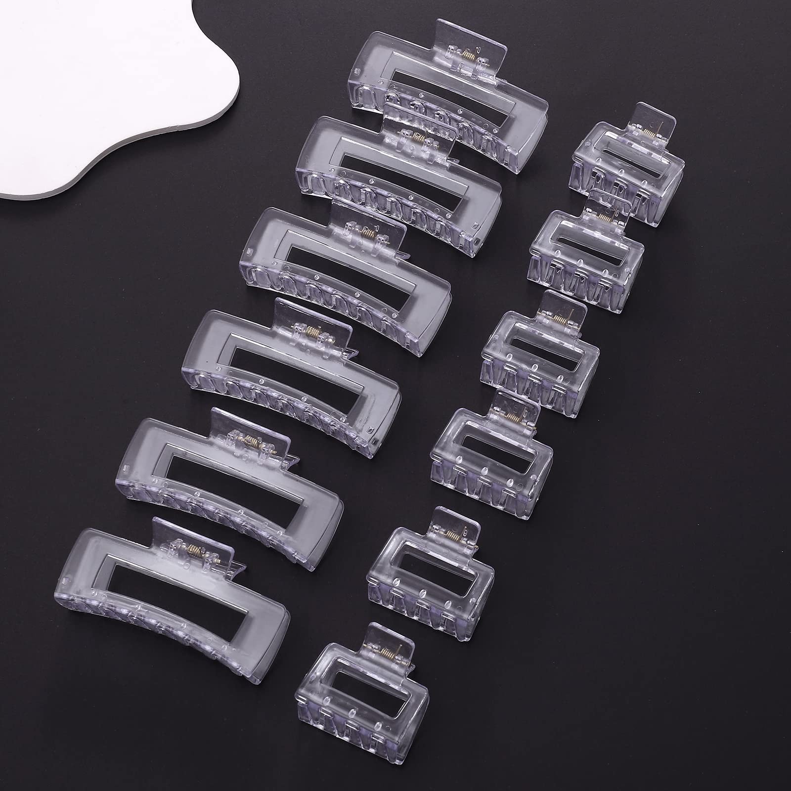 12 Pack Clear Square Claw Clips, Big and 12 Count (Pack of 1), Mixed