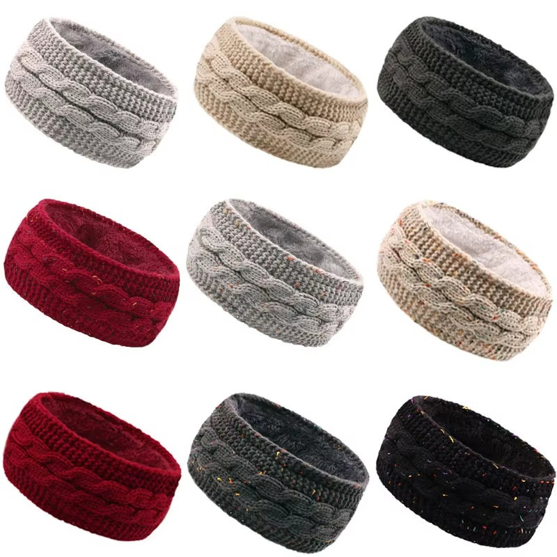 Winter Warm Ear Warmer Knit Thermal Braid Headband Stretch Ear Cover For Women