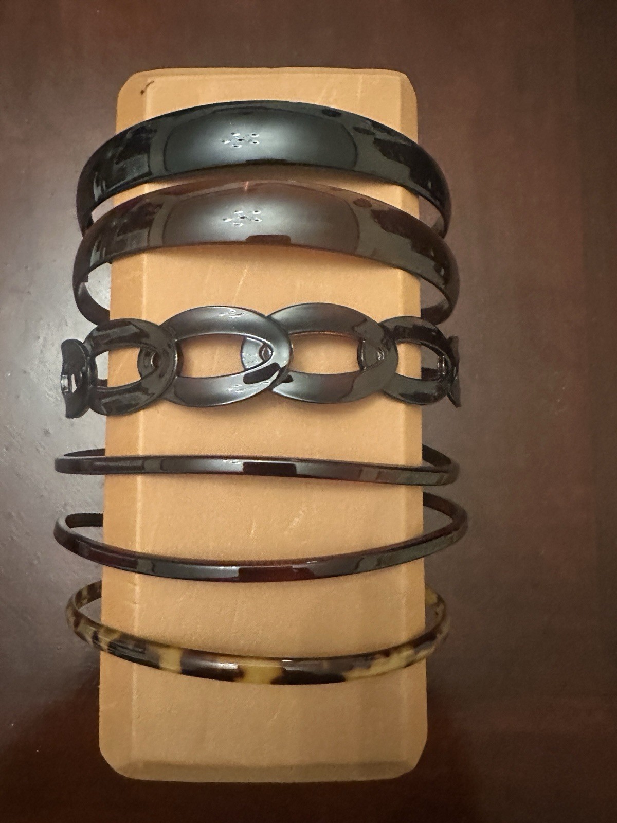 Tortoise Shell/Black Headbands Variety Pack Skinny Wide Chain Link Lot Of 6