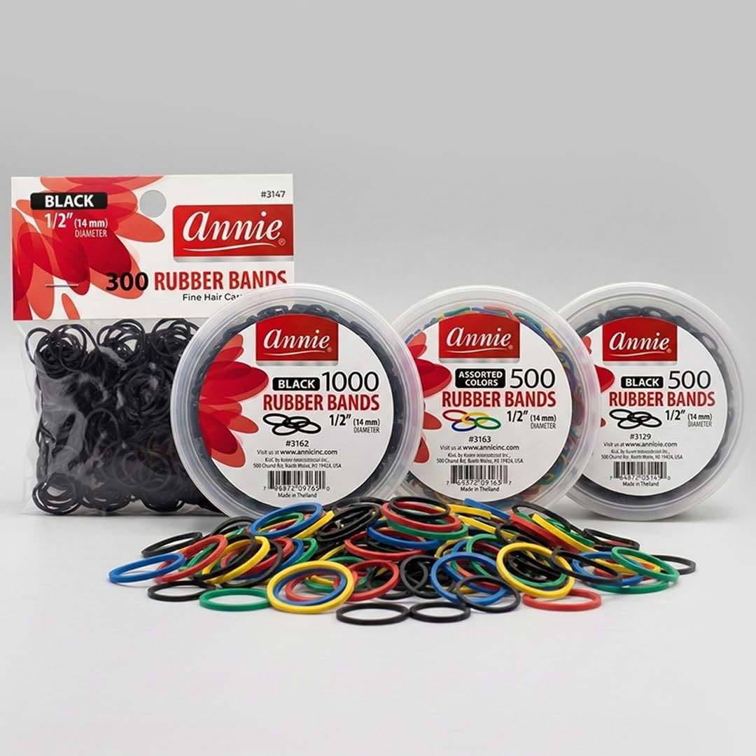 Rubber Bands 14Mm, 300 Count Black Elastic Hair Ties for Braids, Ponytails & Sty