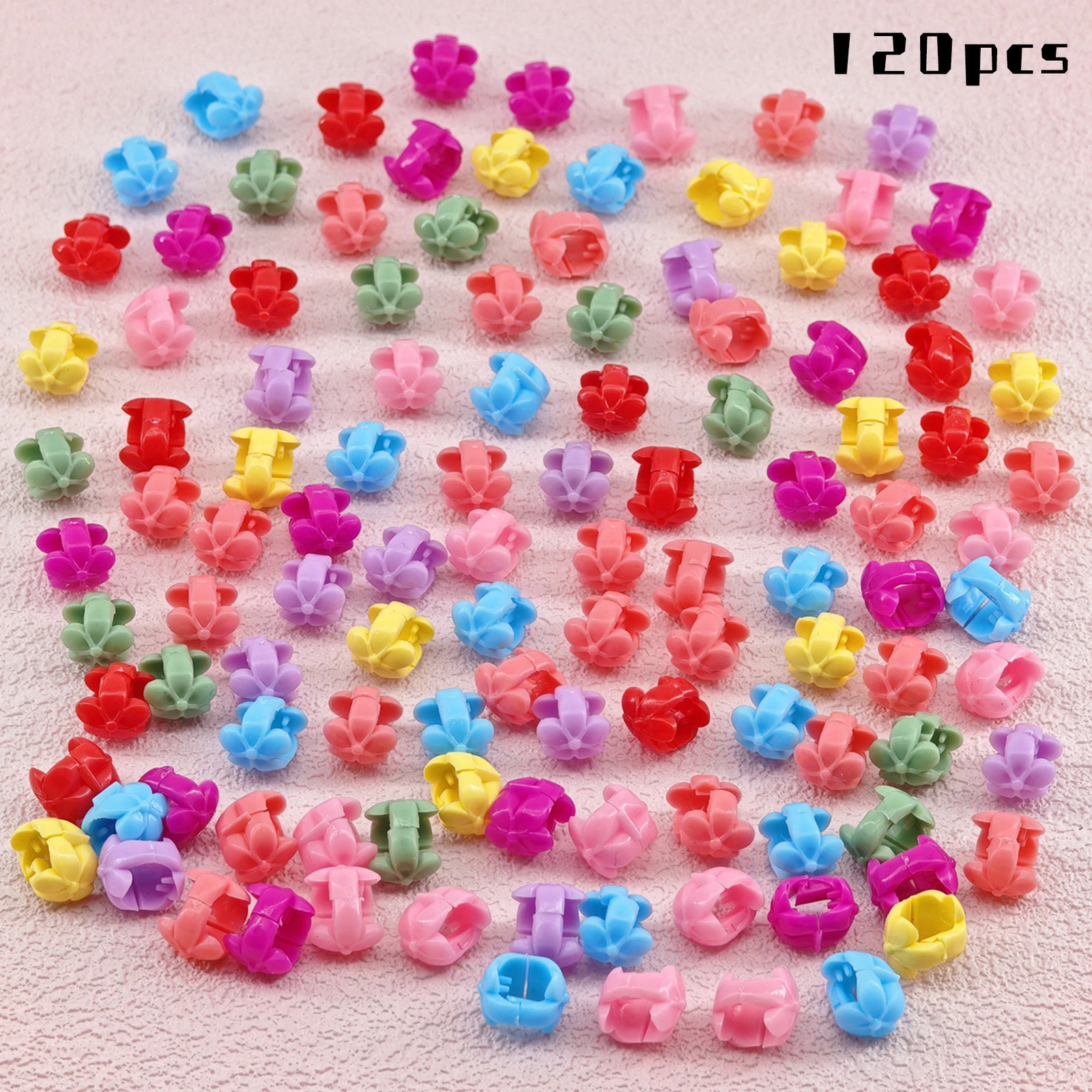 120Pcs Hair Braids Beads Headwear Cute Candy Colors Plastic Hairpins for Women G