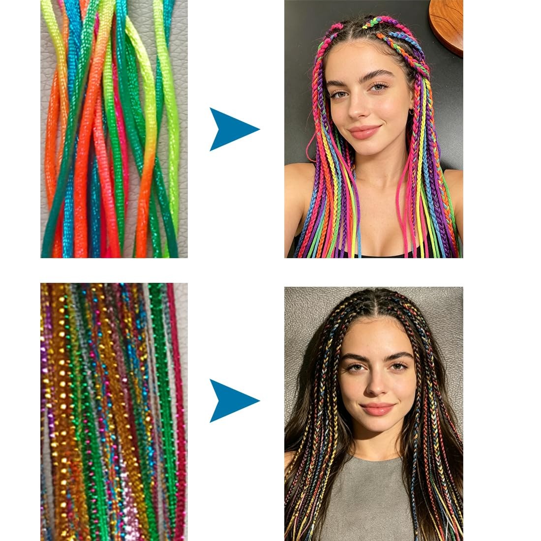 30 PCS Colorful Hair Braids String Wrap Braiding Ponytail Tie Tinsel Kit