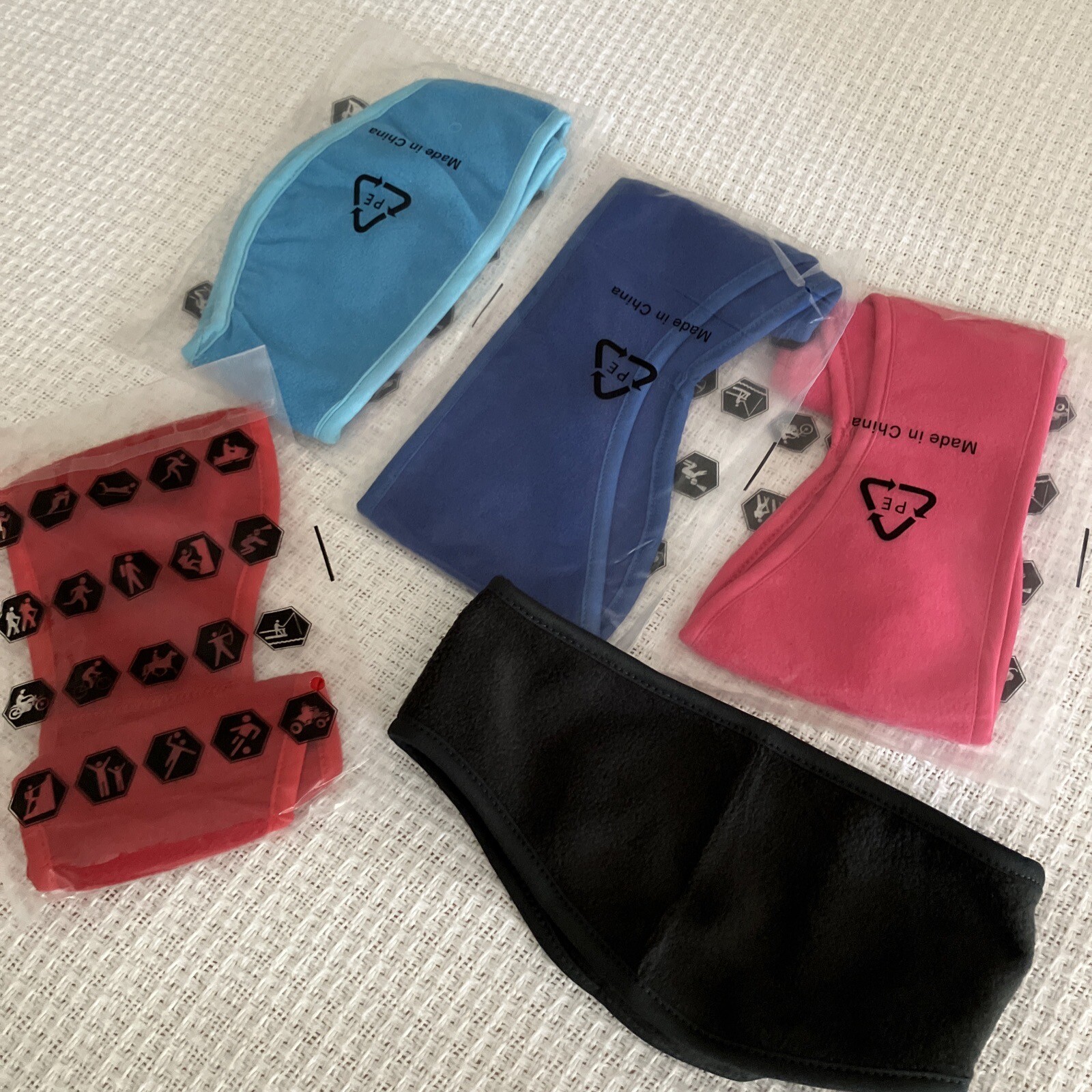 Set Of 5 Unisex Ear Warmer Headbands Fleece Winter Ski Running Cycling