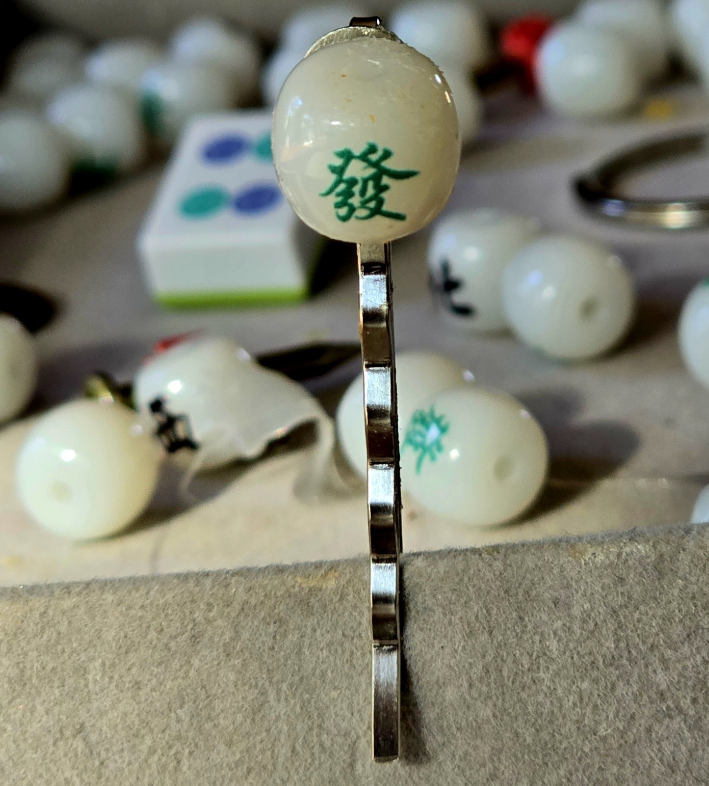 MAHJONG LOVERS NEW DESIGNER “GREEN DRAGON” CLIP IN SILVER HAIR JEWELRY ACCESSORY