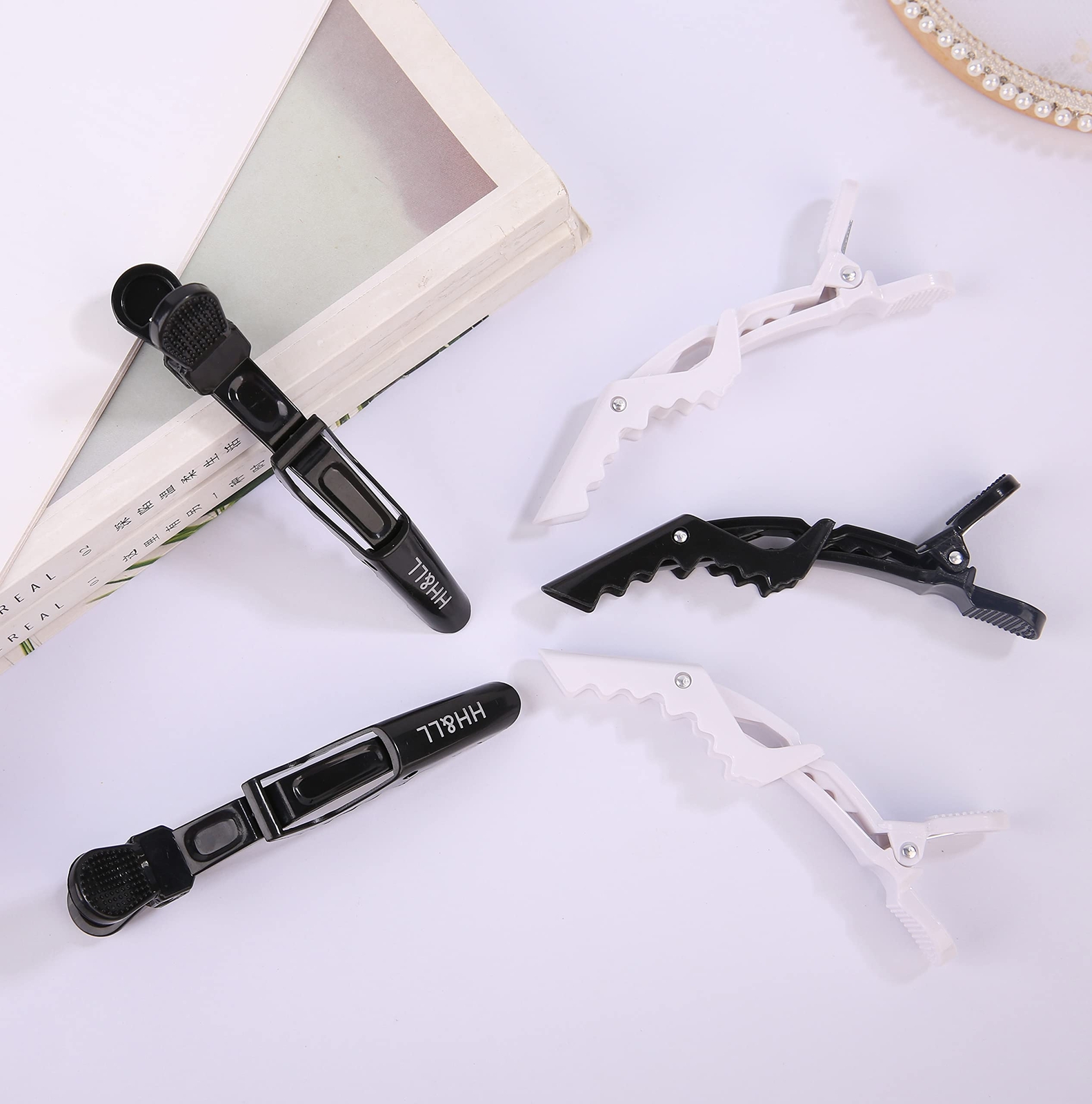 10PCS Hair Clips for Women Wide Teeth Alligator Salon Styling Clip Black/White