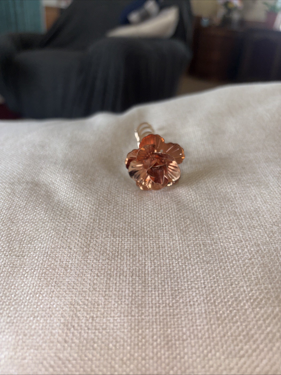 Copper Flowered Hair Pin