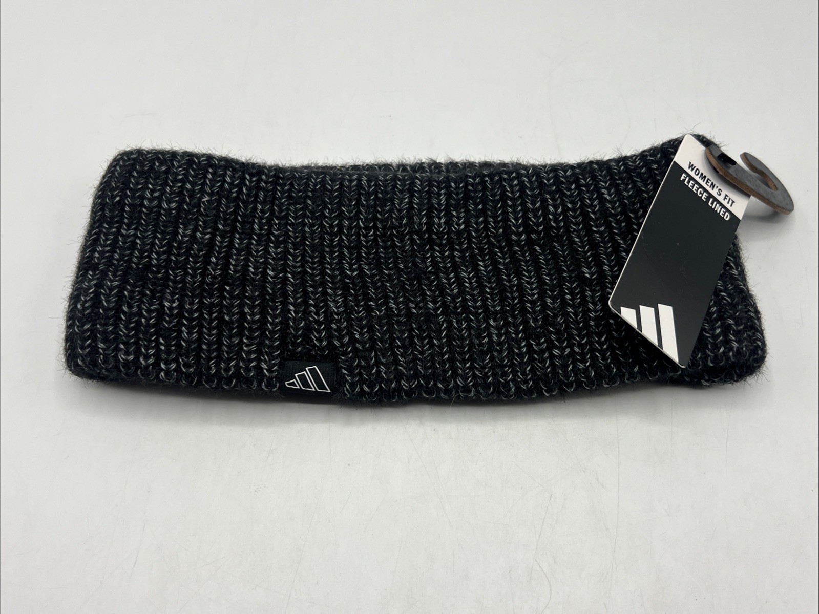 Adidas Woman’s Fit OSFW Headband Black Gray White Polyester Fleece Lined NWT
