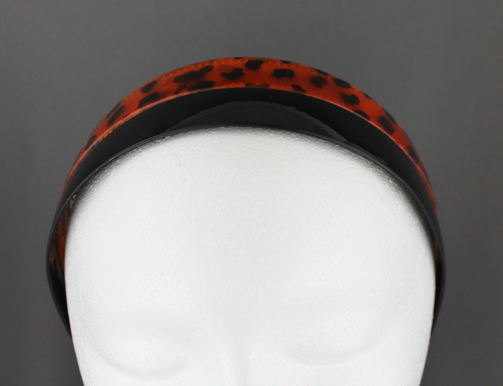Brown Black set 2 plastic 1″ wide headband hair band grip teeth brown tortoise