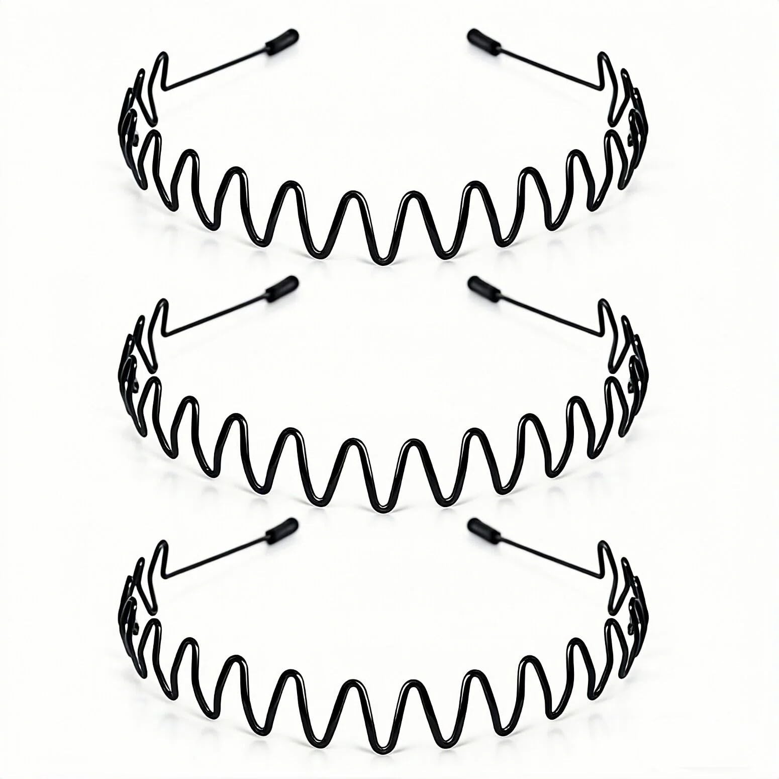 Metal Headband for Men & Women, Adjustable Wavy Zigzag Hair Bands, E-New 3pcs