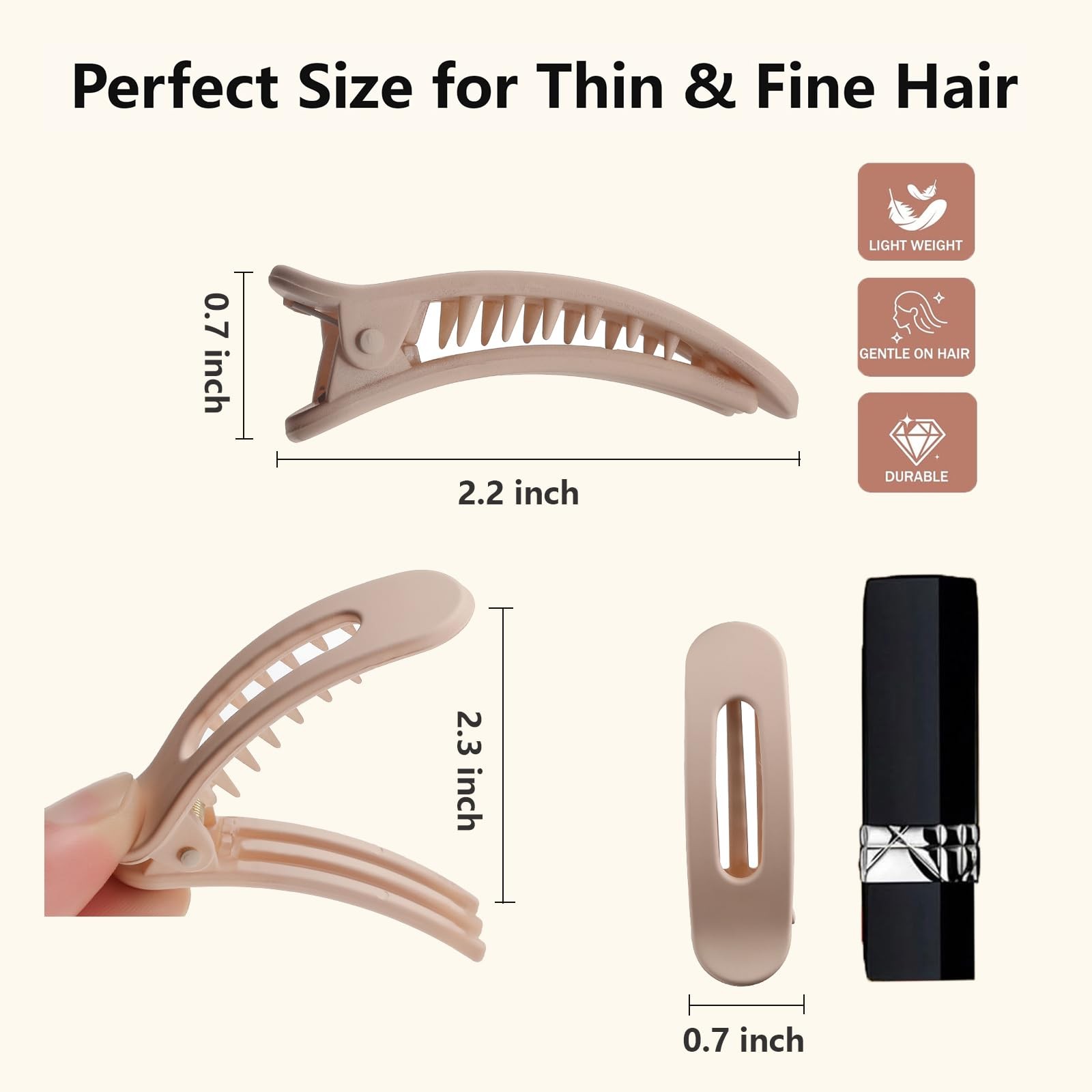 Lahnie 10 Pack Small Flat Hair Clips for 1 Count (Pack of 10), Neutral Matte