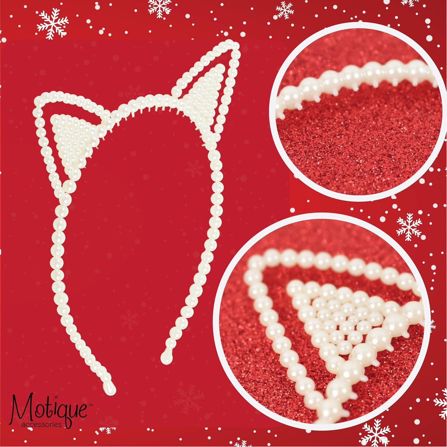 Motique Accessories Girls White Faux Pearl Headband, Dress up Hairbands