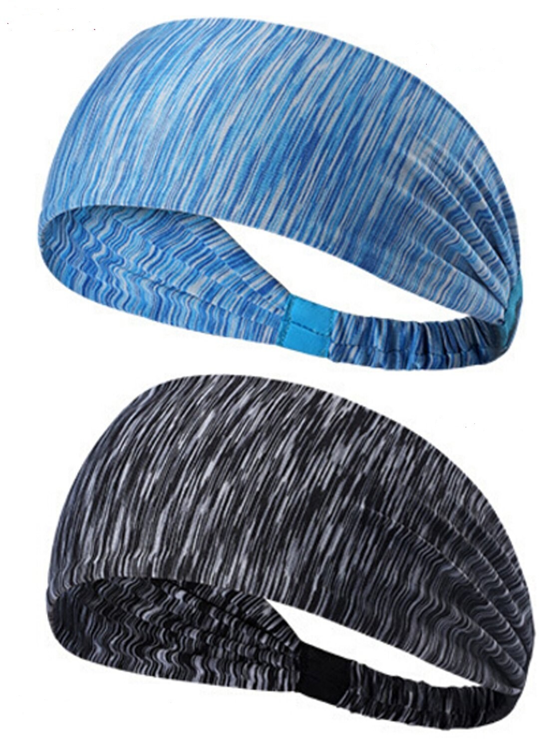 2 Pack Sweatband Headband Set Unisex Stretch Sports Bands Yoga Gym Running