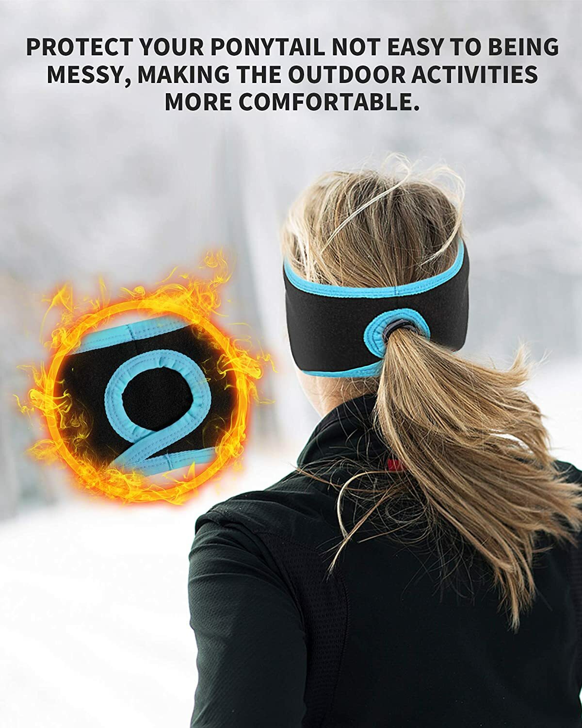 Women Ponytail Headband Fleece Earband Winter Running Moisture Wicking Headband
